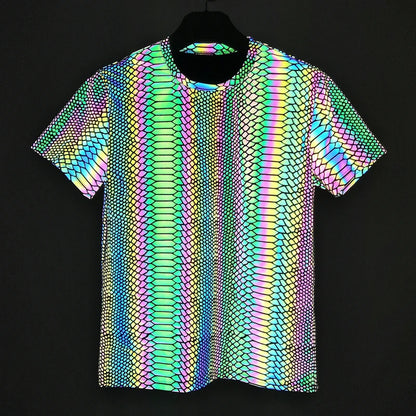 Colorful Snake Pattern Reflective Shirt - GlowStreet