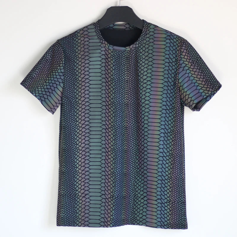 Colorful Snake Pattern Reflective Shirt - GlowStreet