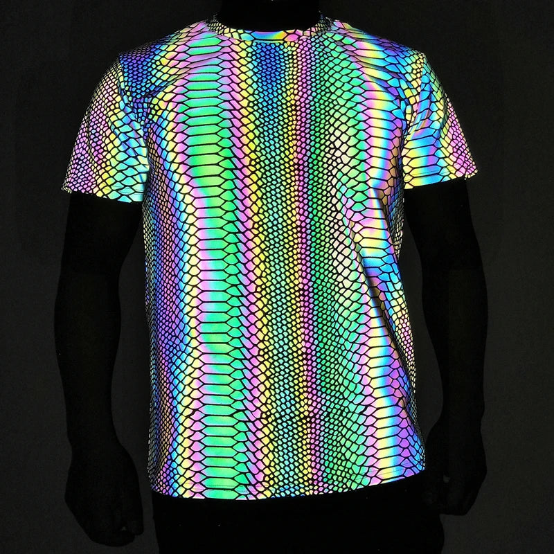 Colorful Snake Pattern Reflective Shirt - GlowStreet