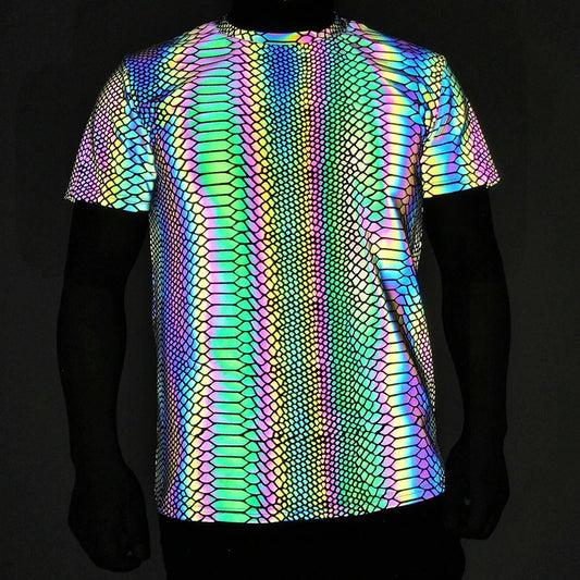 Colorful Snake Pattern Reflective Shirt - GlowStreet