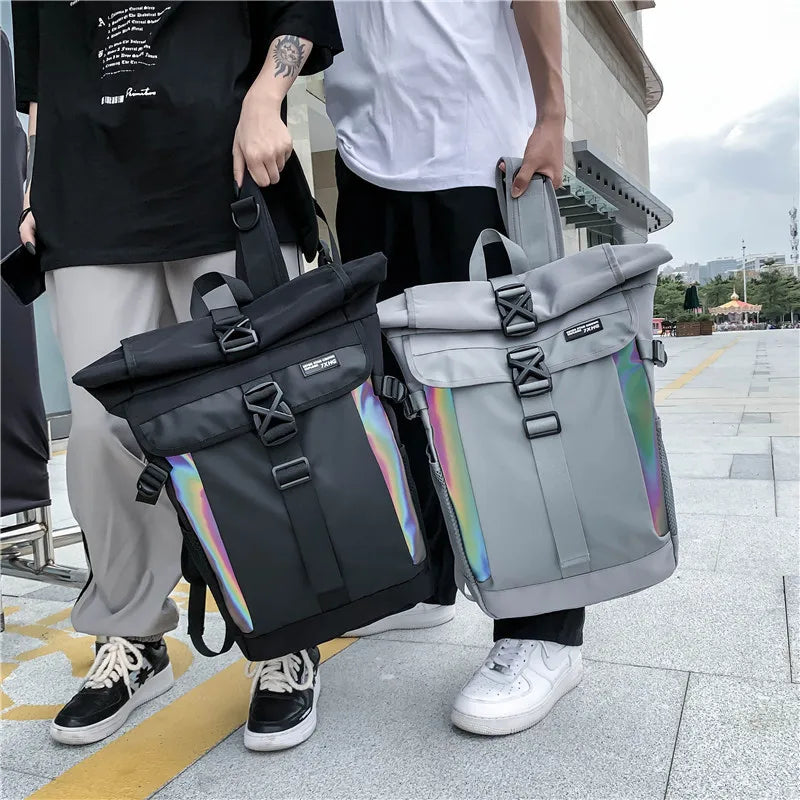 Colorful Reflective Patchwork Casual Backpack - GlowStreet