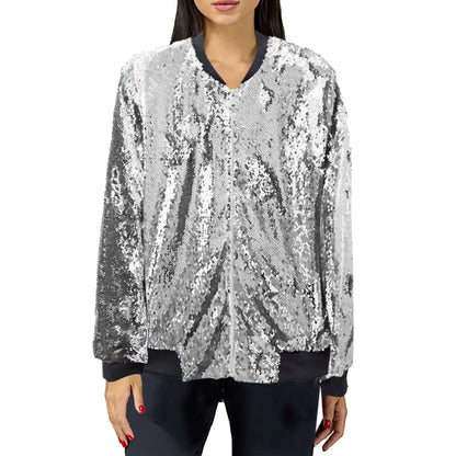 Silver Sequin Jacket - GlowStreet