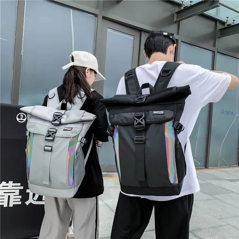 Colorful Reflective Patchwork Casual Backpack - GlowStreet