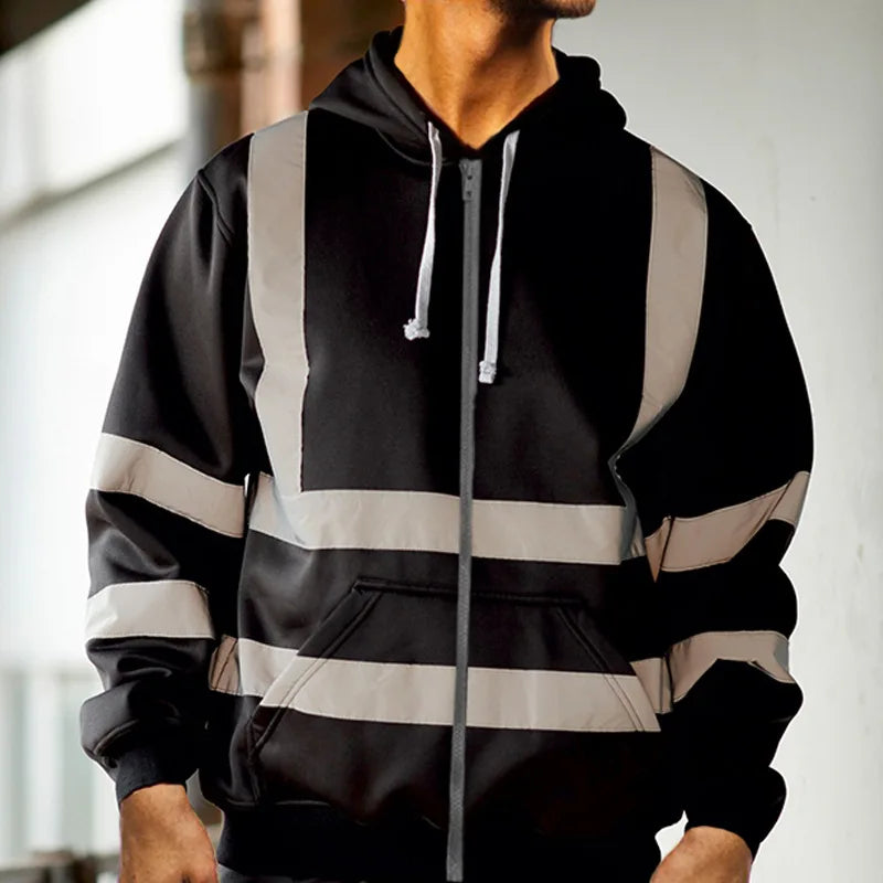 Hooded Sweatshirt With Reflective Strips - GlowStreet